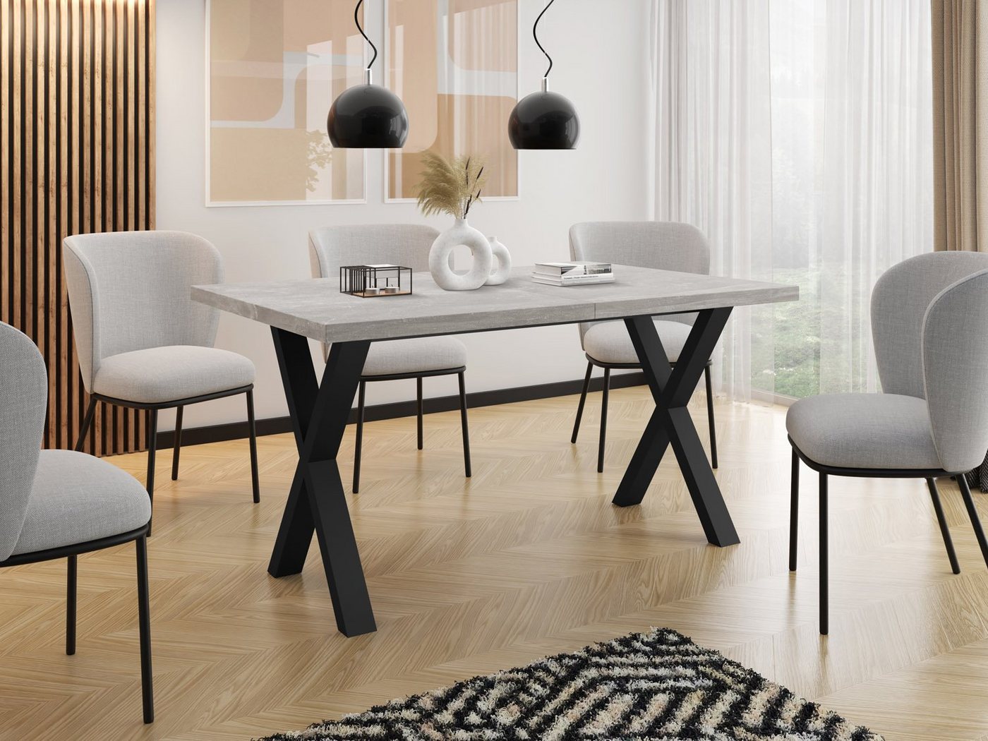 WFL GROUP Esstisch Blake (erhältlich in 3 Größen – 120/140/160 cm ausziehbar auf 220/240/260 cm), platzsparender Tisch in Holzoptik für Küche, Esszimmer oder Wohnzimmer von WFL GROUP