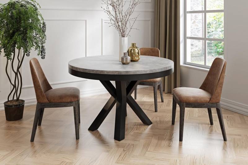 WFL GROUP Esstisch Clara (erhältlich in zwei Größen – 100/120 cm, ausziehbar auf 180/200 cm), platzsparender Industrial Tisch in Holzoptik für Wohnzimmer oder Küche von WFL GROUP
