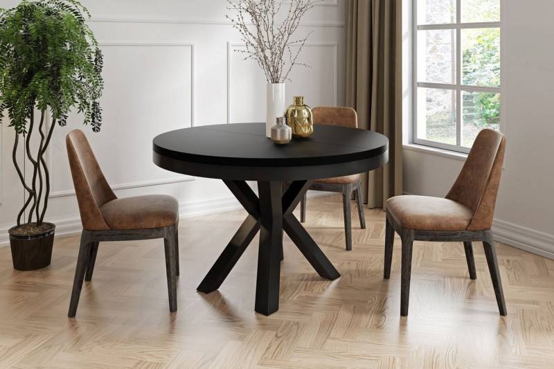 WFL GROUP Esstisch Clara (erhältlich in zwei Größen – 100/120 cm, ausziehbar auf 180/200 cm), platzsparender Industrial Tisch in Holzoptik für Wohnzimmer oder Küche von WFL GROUP