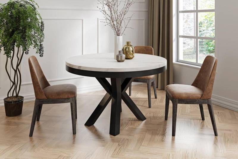 WFL GROUP Esstisch Clara (erhältlich in zwei Größen – 100/120 cm, ausziehbar auf 180/200 cm), platzsparender Industrial Tisch in Holzoptik für Wohnzimmer oder Küche von WFL GROUP