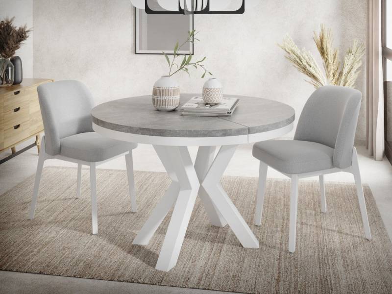 WFL GROUP Esstisch Clara White (erhältlich in zwei Größen – 100/120 cm, ausziehbar auf 180/200 cm), platzsparender Industrial Tisch in Holzoptik für Wohnzimmer oder Küche von WFL GROUP