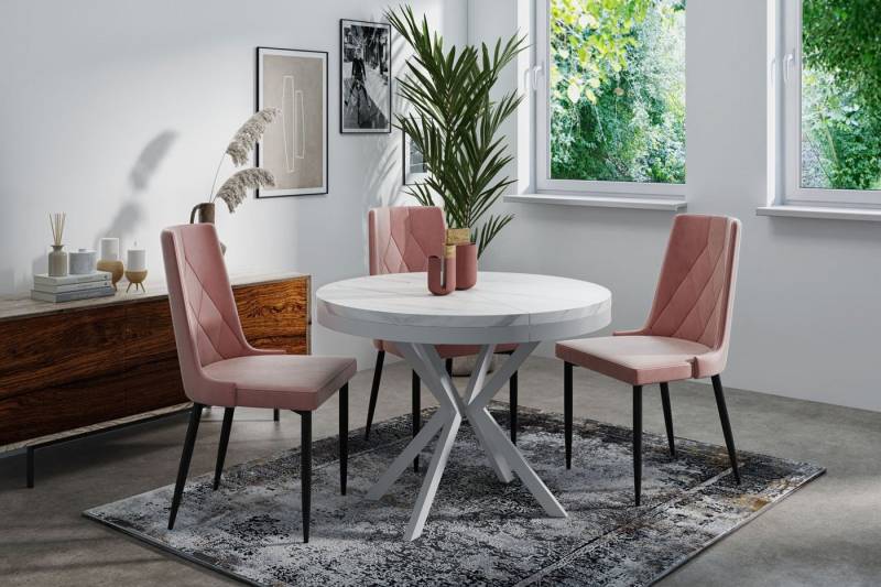 WFL GROUP Esstisch Cloud (erhältlich in 3 Größen – 90/100/120 cm ausziehbar auf 170/180/200 cm), platzsparender Tisch in Holzoptik für Küche, Esszimmer oder Wohnzimmer von WFL GROUP