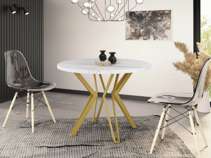 WFL GROUP Esstisch Daisy (erhältlich in zwei Größen – 100/120 cm, ausziehbar auf 180/200 cm), platzsparender Tisch für Küche, Esszimmer oder Wohnzimmer von WFL GROUP