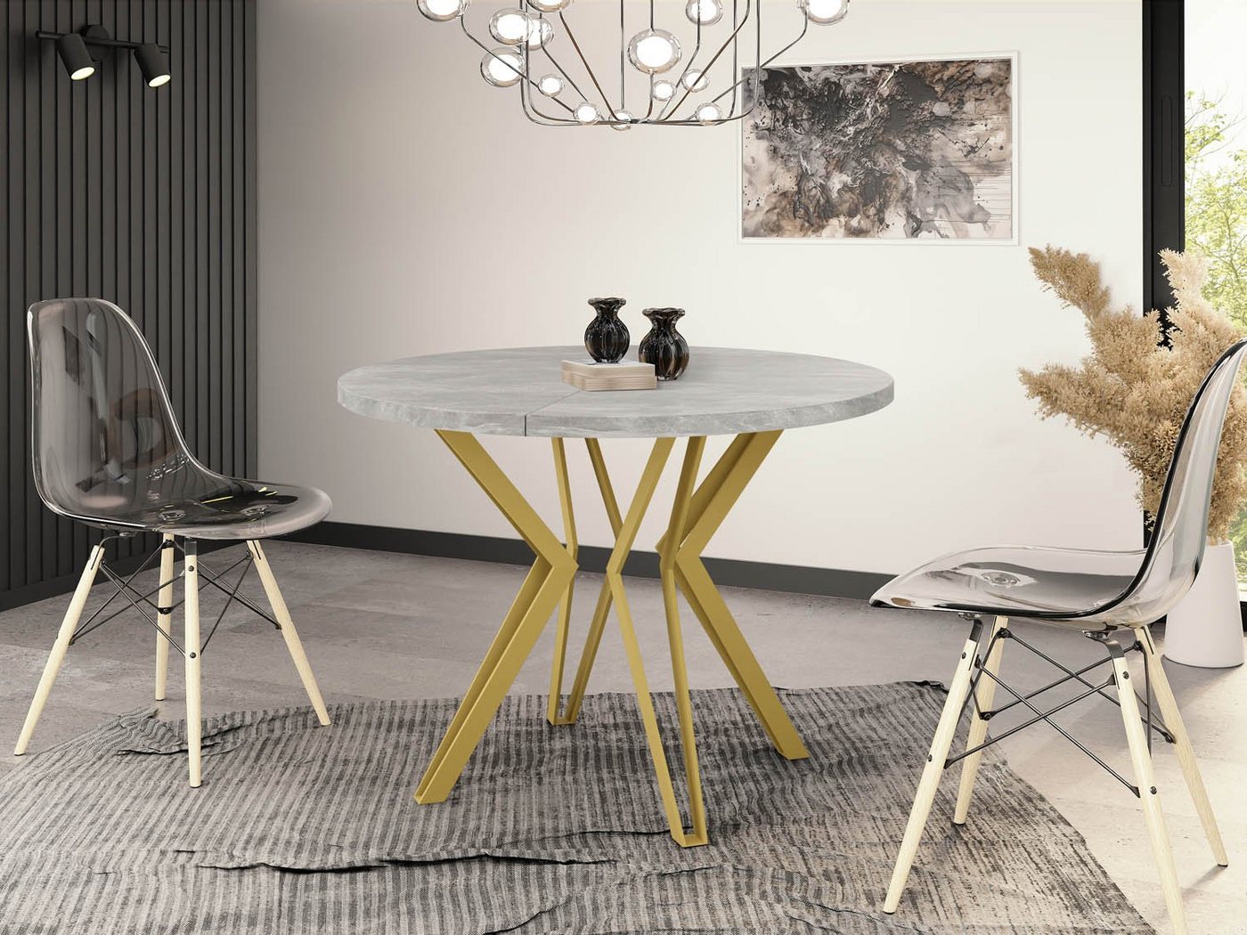 WFL GROUP Esstisch Daisy (erhältlich in zwei Größen – 100/120 cm, ausziehbar auf 180/200 cm), platzsparender Tisch für Küche, Esszimmer oder Wohnzimmer von WFL GROUP