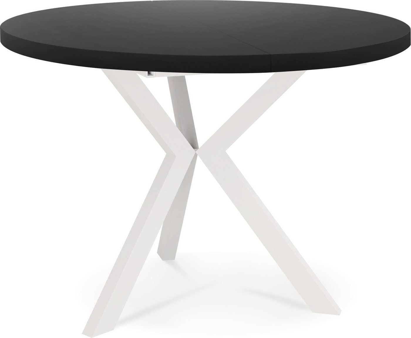 WFL GROUP Esstisch Daphne, Runder Ausziehbarer Tisch im Loft-Stil mit weißen Metallbeinen von WFL GROUP