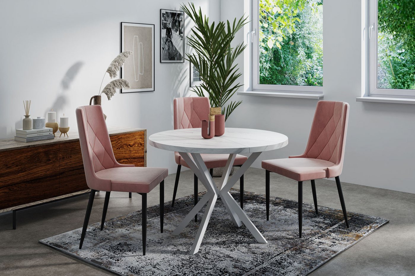 WFL GROUP Esstisch Della (erhältlich in zwei Größen – 100/120 cm, ausziehbar auf 180/200 cm), platzsparender Tisch in Holzoptik für Küche, Esszimmer oder Wohnzimmer von WFL GROUP