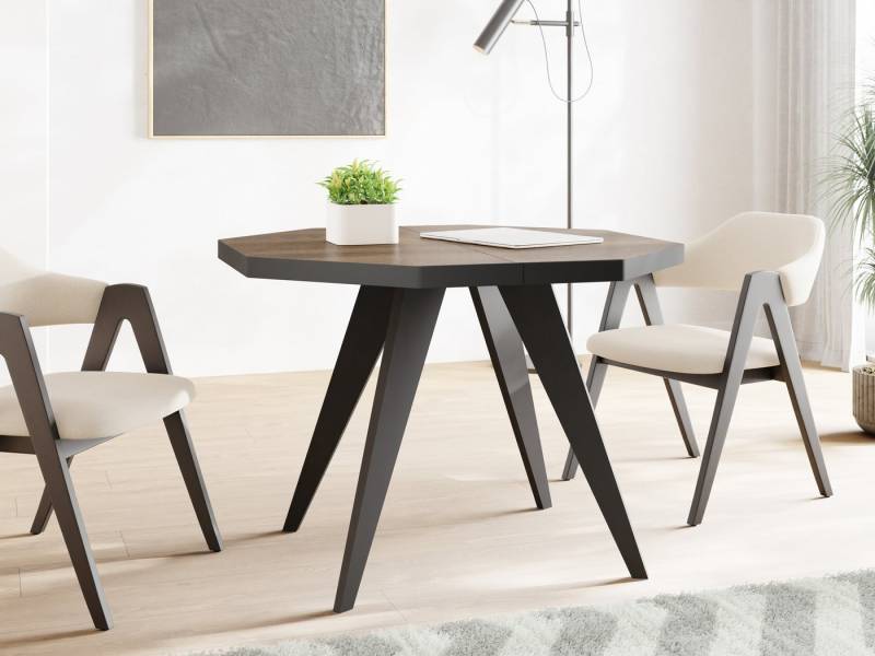 WFL GROUP Esstisch Diamond Black (erhältlich in zwei Größen – 100/100 cm, ausziehbar auf 150/200 cm), platzsparender Tisch für kleine Küche, Esszimmer oder Wohnzimmer von WFL GROUP