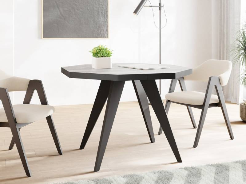 WFL GROUP Esstisch Diamond Black (erhältlich in zwei Größen – 100/100 cm, ausziehbar auf 150/200 cm), platzsparender Tisch für kleine Küche, Esszimmer oder Wohnzimmer von WFL GROUP