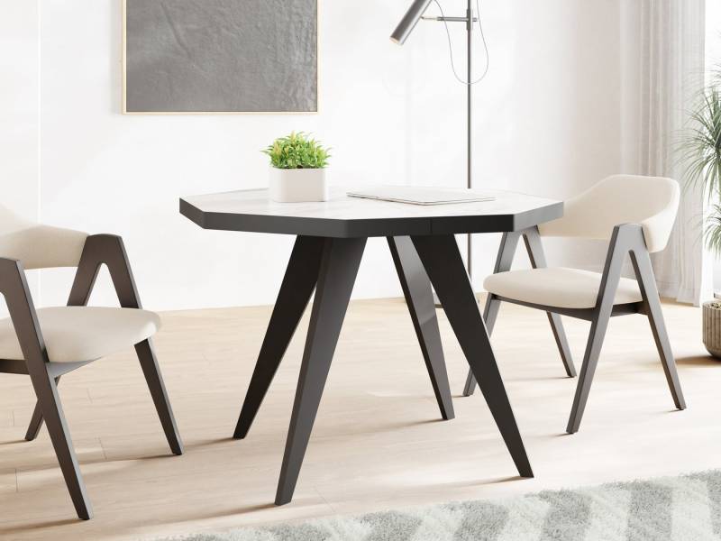 WFL GROUP Esstisch Diamond Black (erhältlich in zwei Größen – 100/100 cm, ausziehbar auf 150/200 cm), platzsparender Tisch für kleine Küche, Esszimmer oder Wohnzimmer von WFL GROUP