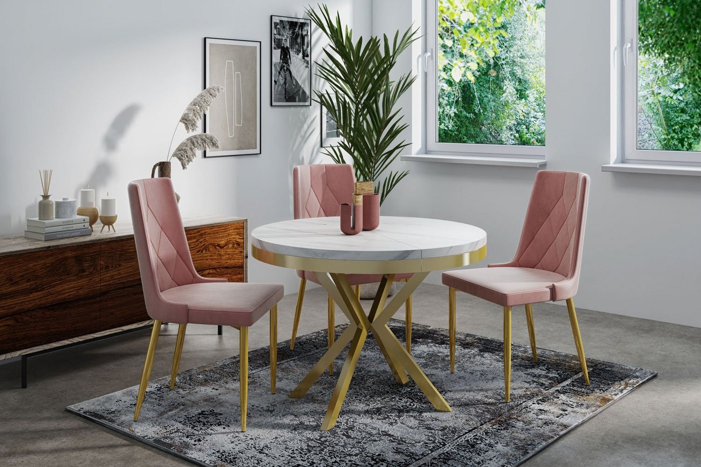 WFL GROUP Esstisch Dina (erhältlich in 3 Größen – 90/100/120 cm ausziehbar auf 170/180/200 cm), platzsparender Tisch in Holzoptik für Küche, Esszimmer oder Wohnzimmer von WFL GROUP