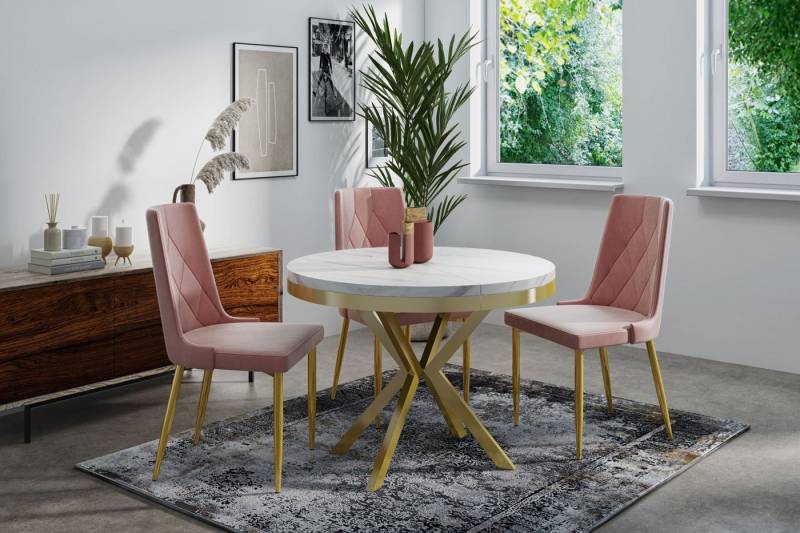 WFL GROUP Esstisch Dina (erhältlich in 3 Größen – 90/100/120 cm ausziehbar auf 170/180/200 cm), platzsparender Tisch in Holzoptik für Küche, Esszimmer oder Wohnzimmer von WFL GROUP