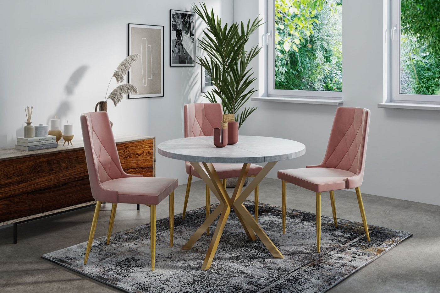 WFL GROUP Esstisch Flora (erhältlich in zwei Größen – 100/120 cm, ausziehbar auf 180/200 cm), platzsparender Tisch in Holzoptik für Küche, Esszimmer oder Wohnzimmer von WFL GROUP