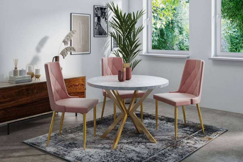 WFL GROUP Esstisch Flora (erhältlich in zwei Größen – 100/120 cm, ausziehbar auf 180/200 cm), platzsparender Tisch in Holzoptik für Küche, Esszimmer oder Wohnzimmer von WFL GROUP