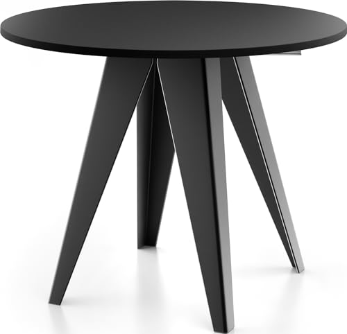 WFL GROUP Esstisch Glory im Industriestil - Modern, Rund - Ausziehbar von 90 cm bis 130 cm, mit pulverbeschichteten Metallbeinen, Tisch für Kleine Küche - Farbe (Schwarz, 100 cm) von WFL GROUP