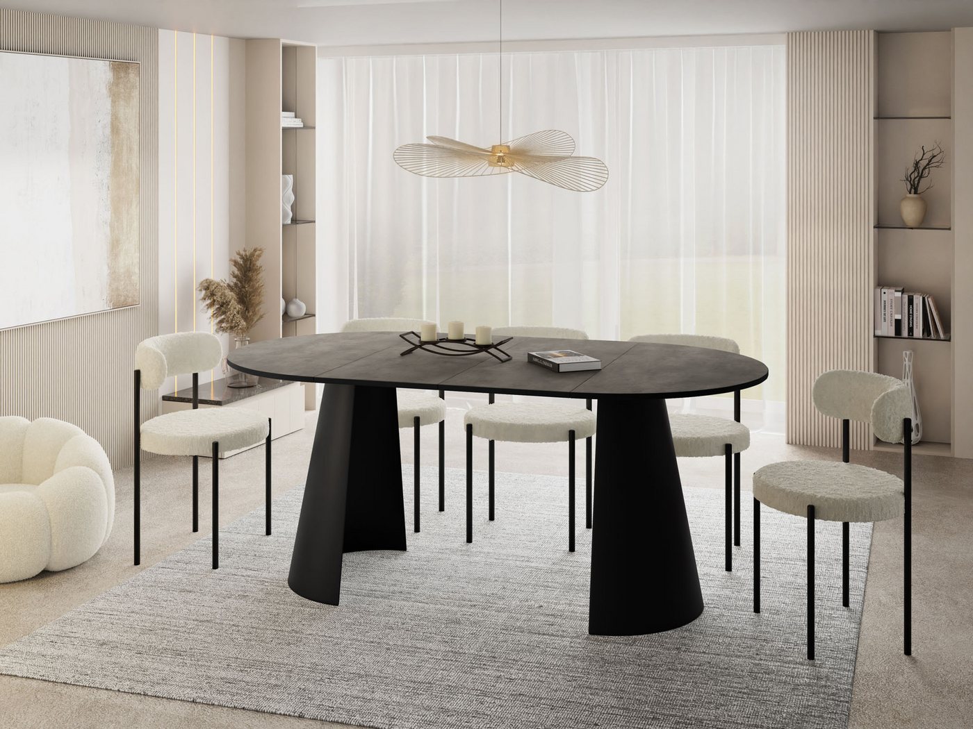 WFL GROUP Esstisch Lamio (erhältlich in 2 Größen – 100/120 cm, ausziehbar auf 180/200 cm), platzsparender Tisch für Küche, Esszimmer oder Wohnzimmer von WFL GROUP