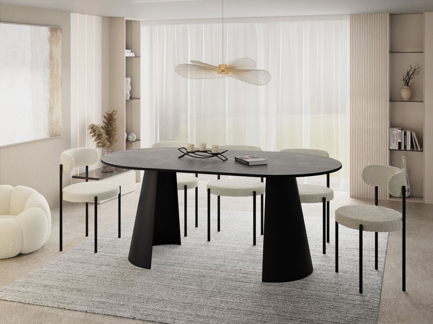 WFL GROUP Esstisch Lamio (erhältlich in 2 Größen – 100/120 cm, ausziehbar auf 180/200 cm), platzsparender Tisch für Küche, Esszimmer oder Wohnzimmer von WFL GROUP