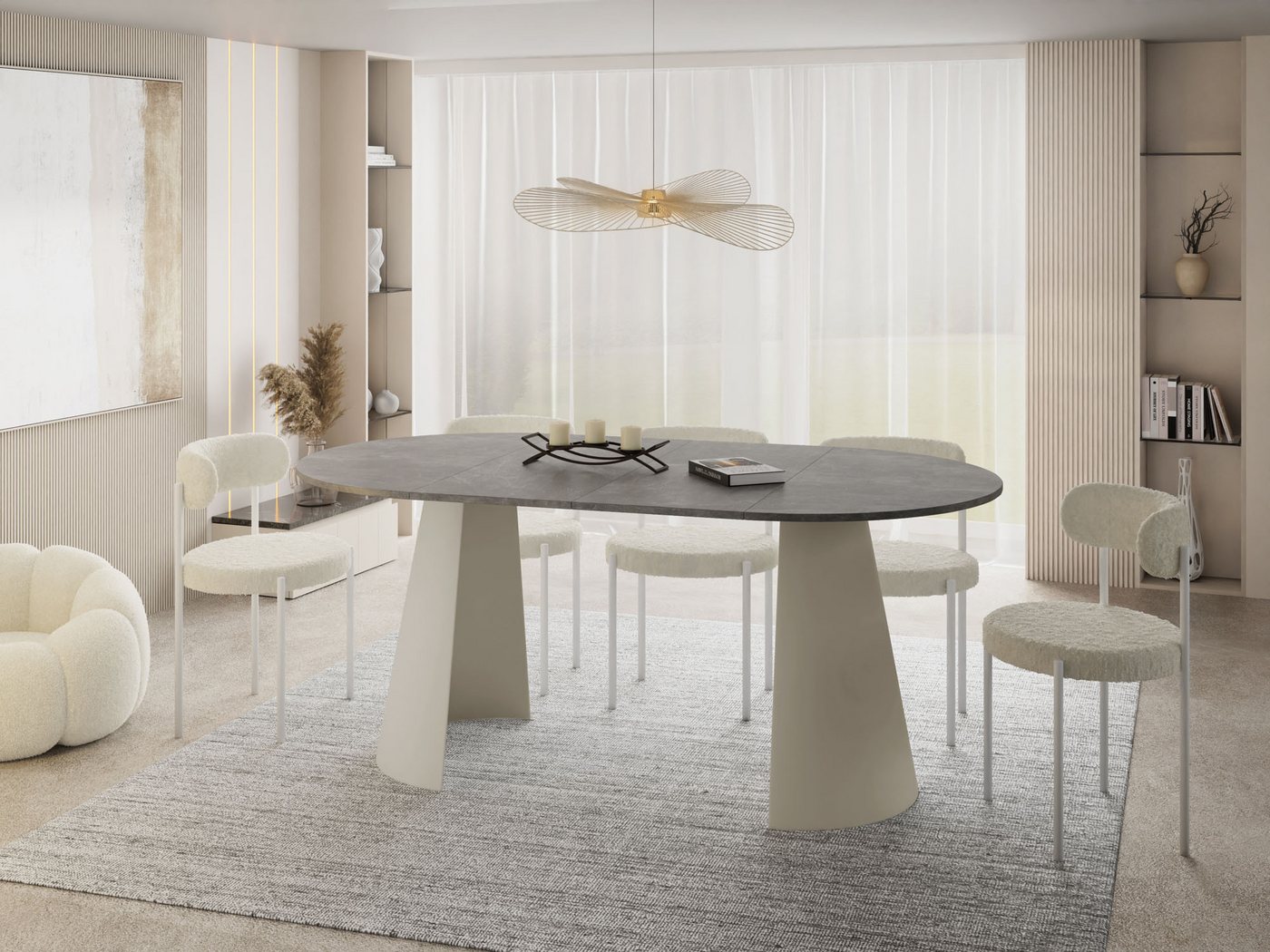 WFL GROUP Esstisch Lamio (erhältlich in 2 Größen – 100/120 cm, ausziehbar auf 180/200 cm), platzsparender Tisch für Küche, Esszimmer oder Wohnzimmer von WFL GROUP