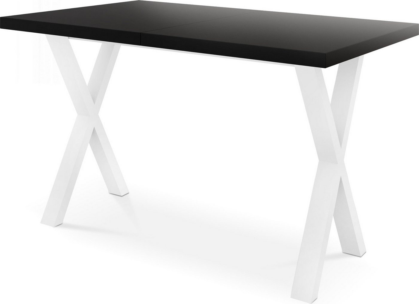 WFL GROUP Esstisch Luiza, Rechteckiger Ausziehbarer Tisch mit weißen Metallbeinen von WFL GROUP
