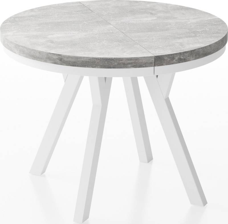 WFL GROUP Esstisch Lume Weiß (Ausziehbarer runder Tisch - Esszimmertisch 100-150x100x76 cm), Ausziehbarer runder Tisch - Esszimmertisch 100-150x100x76 cm von WFL GROUP