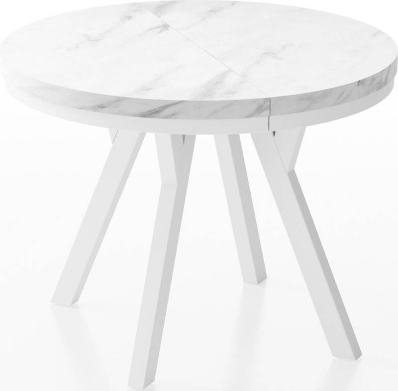 WFL GROUP Esstisch Lume Weiß (erhältlich in 3 Größen – 90/100/100 cm, ausziehbar auf 170/150/200 cm), platzsparender Tisch für kleine Küche, Esszimmer oder Wohnzimmer von WFL GROUP