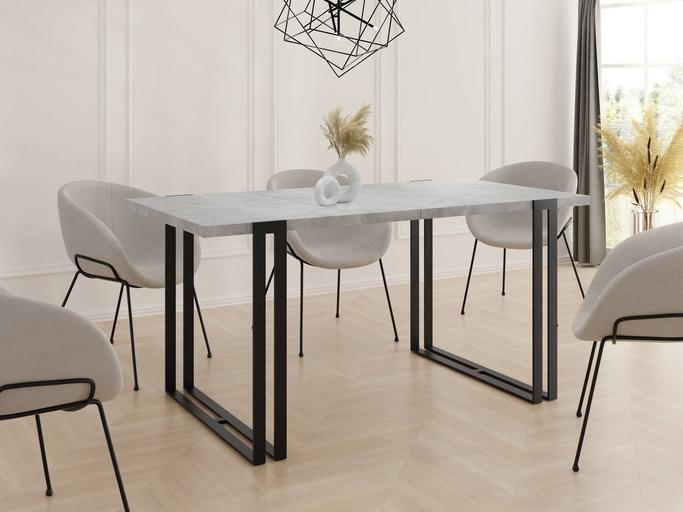 WFL GROUP Esstisch Marco (erhältlich in 3 Größen – 120/140/160 cm ausziehbar auf 220/240/260 cm), platzsparender Tisch in Holzoptik für Küche, Esszimmer oder Wohnzimmer von WFL GROUP