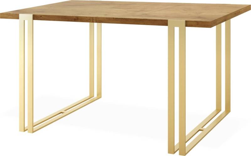 WFL GROUP Esstisch Marco Gold, Glamour Ausziehbar Tisch im Loft-Stil mit Metallbeinen von WFL GROUP