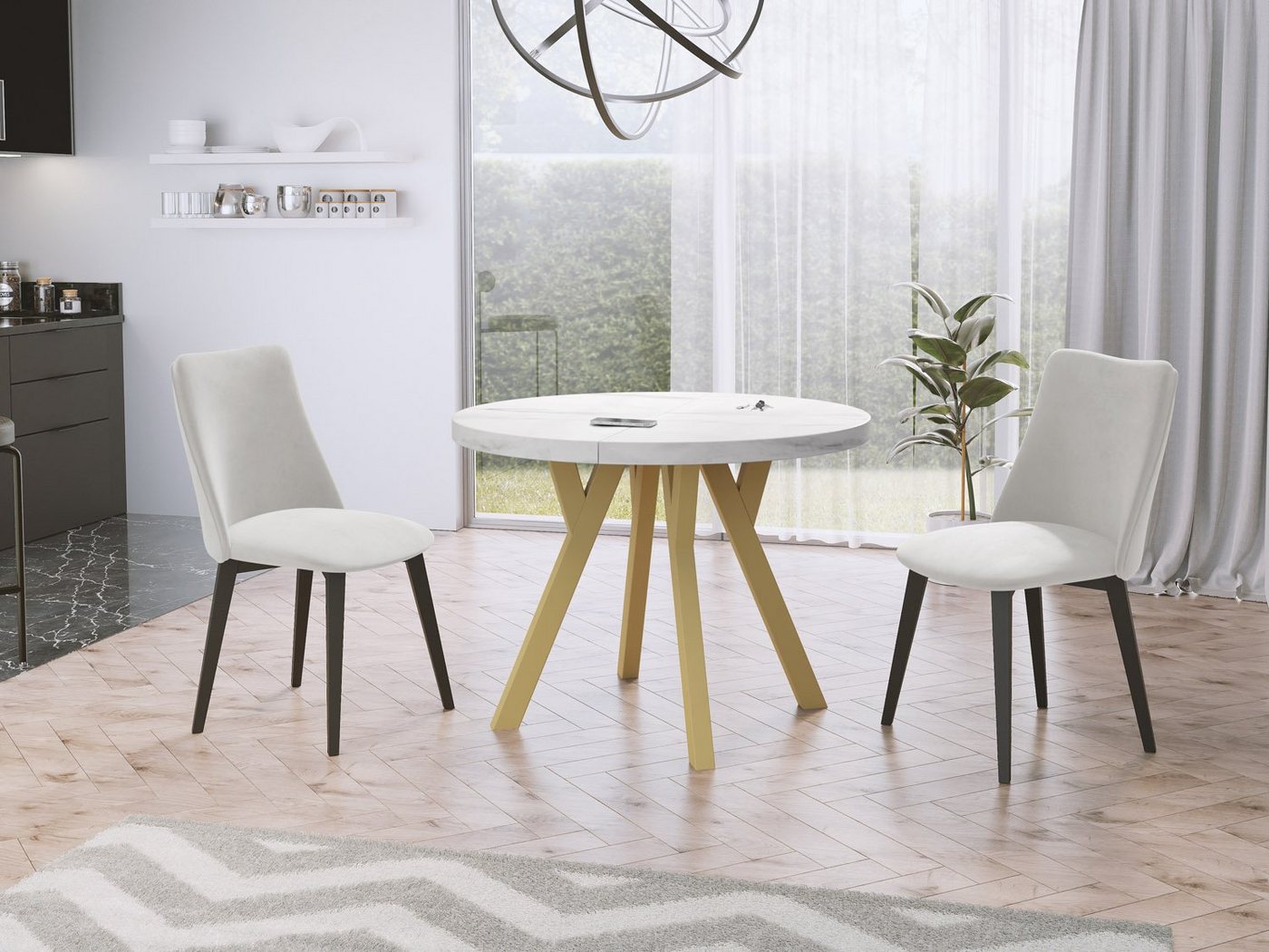 WFL GROUP Esstisch Mateo (erhältlich in zwei Größen – 100/100 cm, ausziehbar auf 150/200 cm), platzsparender Tisch für kleine Küche, Esszimmer oder Wohnzimmer von WFL GROUP