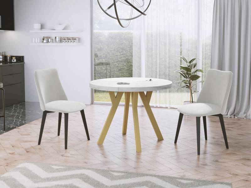 WFL GROUP Esstisch Mateo (erhältlich in zwei Größen – 100/100 cm, ausziehbar auf 150/200 cm), platzsparender Tisch für kleine Küche, Esszimmer oder Wohnzimmer von WFL GROUP