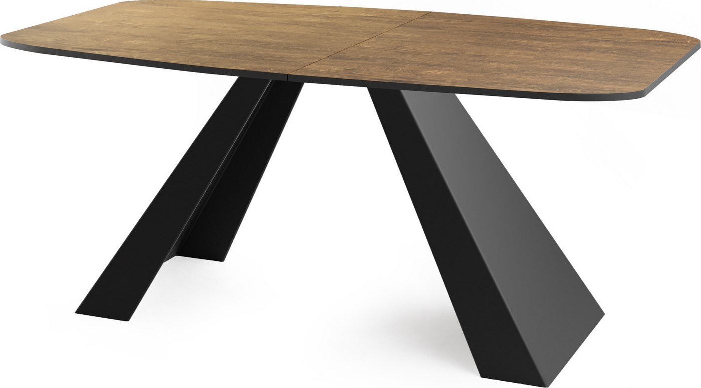 WFL GROUP Esstisch Monte, im Modern Still, Rechteckig Tisch mit schwarzen Metallbeine von WFL GROUP