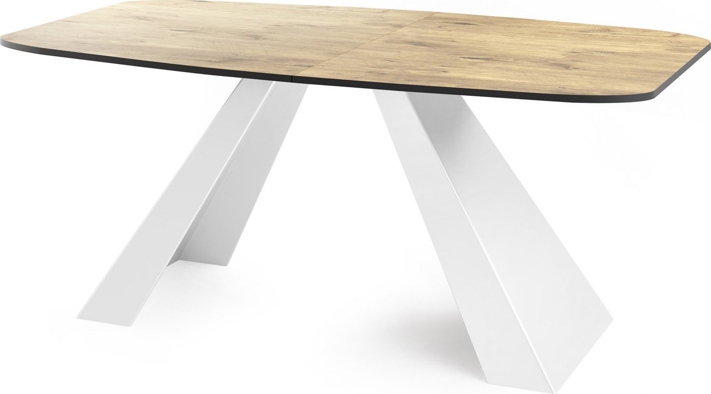 WFL GROUP Esstisch Monte Weiß, im Modern Still, Rechteckig Tisch mit weißen Metallbeine von WFL GROUP