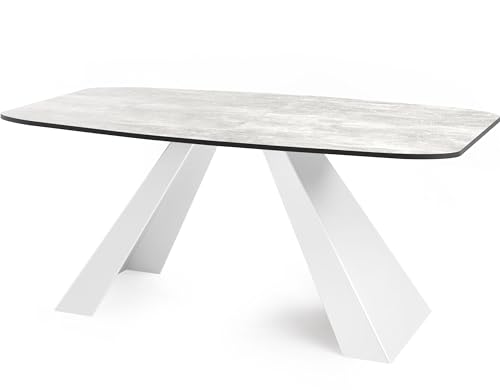 WFL GROUP Esstisch Monte Weiß im Modern Still, Rechteckig Tisch - Ausziehbar von 180 cm bis 220 cm, Pulverbeschichtete weißen Metallbeine - 180 x 90 cm (Beton Grau, 180 x 90 cm) von WFL GROUP