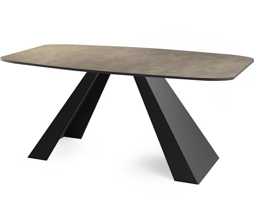 WFL GROUP Esstisch Monte im Modern Still, Rechteckig Tisch - Ausziehbar von 180 cm bis 220 cm, Pulverbeschichtete schwarzen Metallbeine - 180 x 90 cm (Chicago Beton Grau, 160 x 80 cm) von WFL GROUP