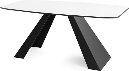 WFL GROUP Esstisch Monte im Modern Stil, Rechteckiger Tisch - Ausziehbar von 160 cm bis 200 cm, Pulverbeschichtete Schwarze Metallbeine - 160 x 80 cm - Weiß von WFL GROUP