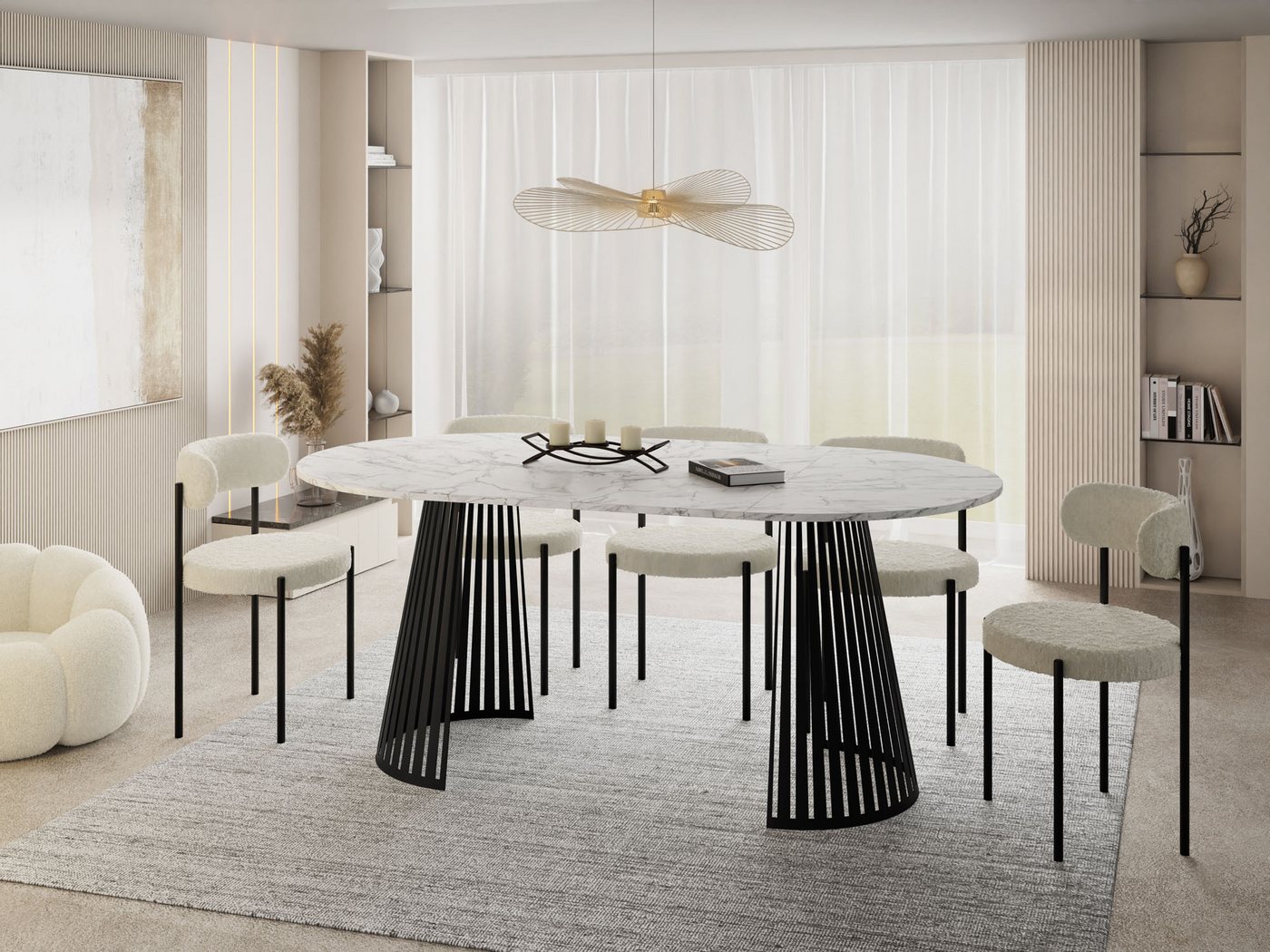 WFL GROUP Esstisch Naro Black (erhältlich in 2 Größen – 100/120 cm, ausziehbar auf 180/200 cm), platzsparender Tisch mit Lamellen für Küche, Esszimmer oder Wohnzimmer von WFL GROUP