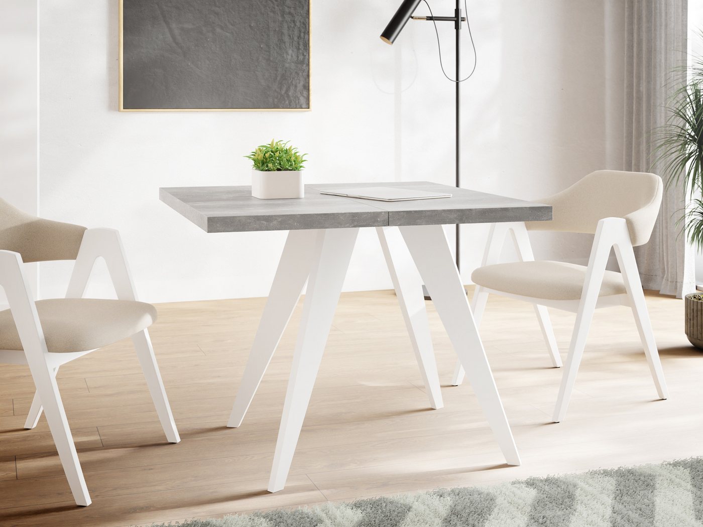 WFL GROUP Esstisch Quadro (erhältlich in zwei Größen – 100/100 cm, ausziehbar auf 150/200 cm), platzsparender Tisch für kleine Küche, Esszimmer oder Wohnzimmer von WFL GROUP