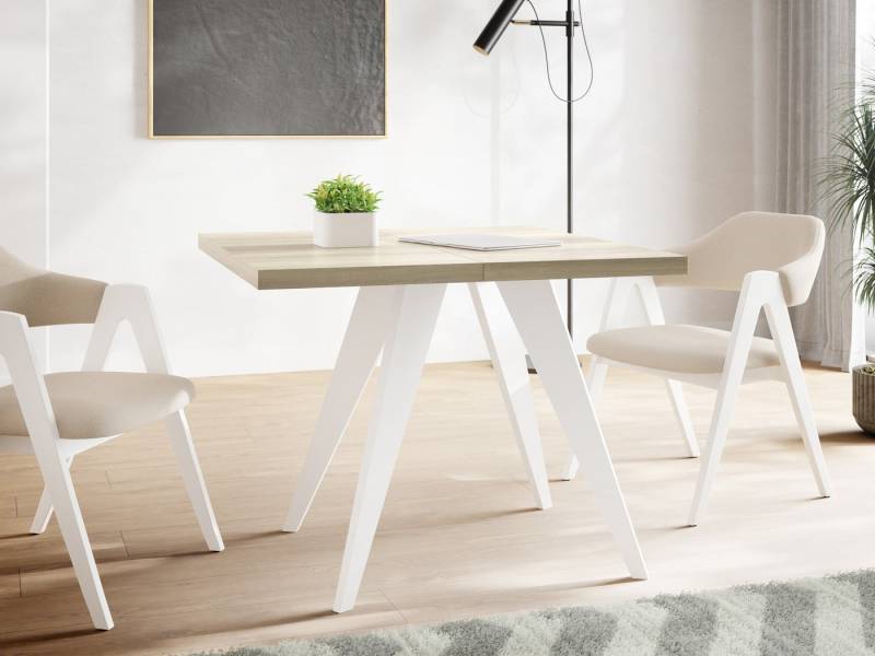 WFL GROUP Esstisch Quadro (erhältlich in zwei Größen – 100/100 cm, ausziehbar auf 150/200 cm), platzsparender Tisch für kleine Küche, Esszimmer oder Wohnzimmer von WFL GROUP