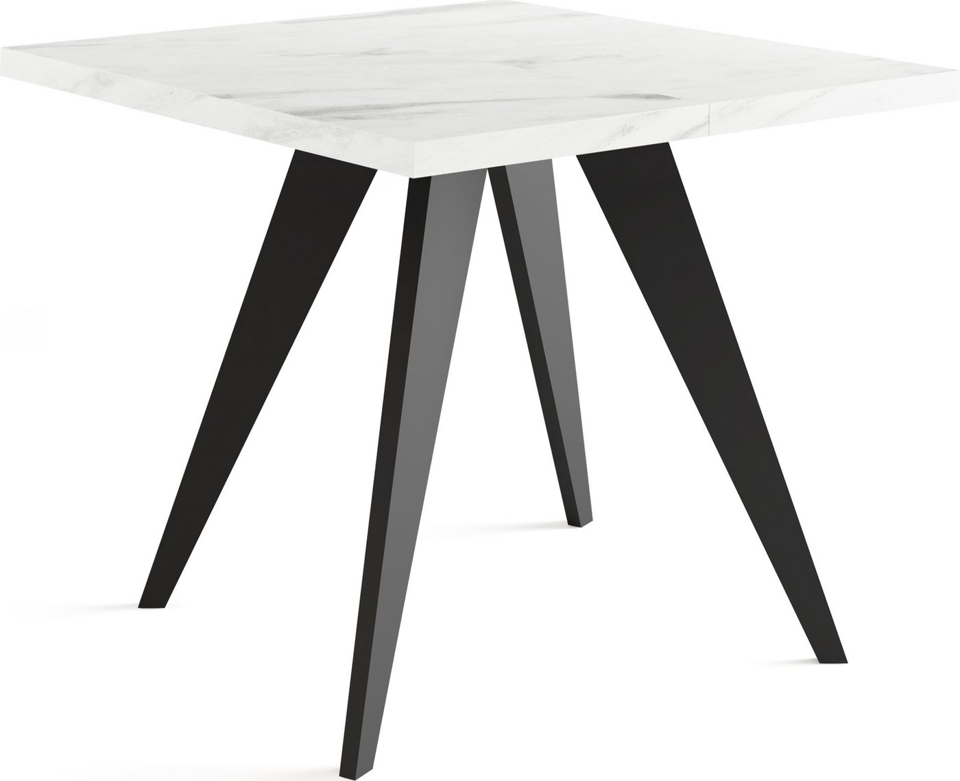 WFL GROUP Esstisch Quadro Black (erhältlich in zwei Größen – 100/100 cm, ausziehbar auf 150/200 cm), platzsparender Tisch für kleine Küche, Esszimmer oder Wohnzimmer von WFL GROUP