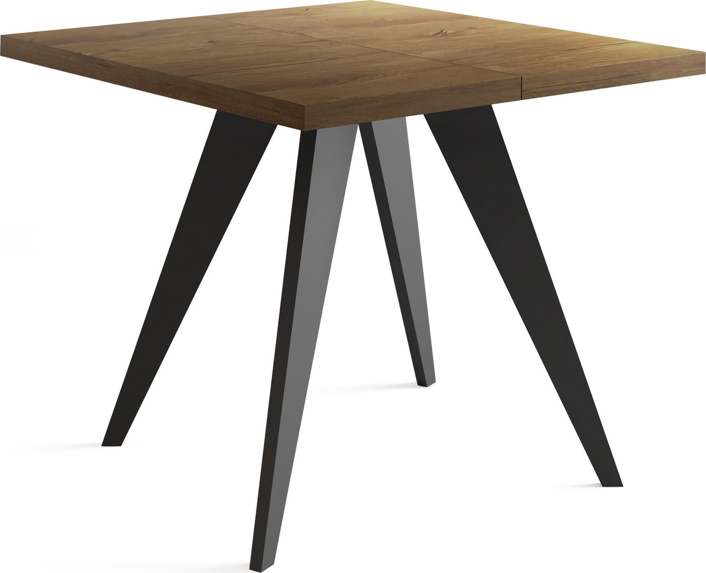 WFL GROUP Esstisch Quadro Black (erhältlich in zwei Größen – 100/100 cm, ausziehbar auf 150/200 cm), platzsparender Tisch für kleine Küche, Esszimmer oder Wohnzimmer von WFL GROUP