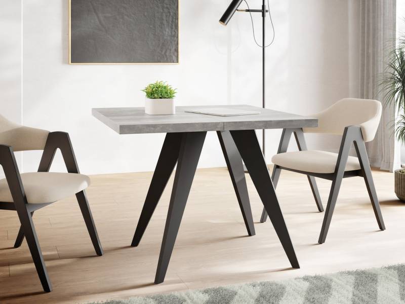 WFL GROUP Esstisch Quadro Black (erhältlich in zwei Größen – 100/100 cm, ausziehbar auf 150/200 cm), platzsparender Tisch für kleine Küche, Esszimmer oder Wohnzimmer von WFL GROUP
