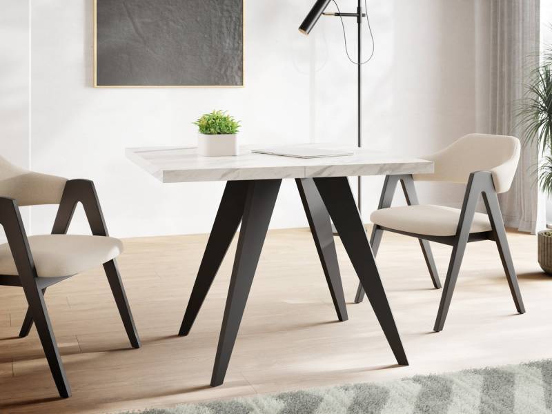 WFL GROUP Esstisch Quadro Black (erhältlich in zwei Größen – 100/100 cm, ausziehbar auf 150/200 cm), platzsparender Tisch für kleine Küche, Esszimmer oder Wohnzimmer von WFL GROUP