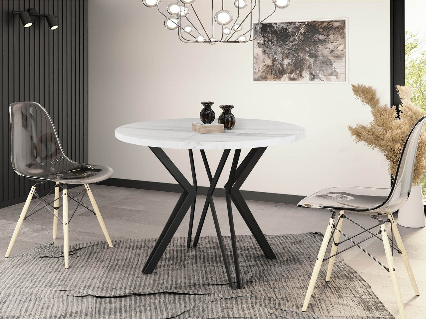 WFL GROUP Esstisch Revena (erhältlich in zwei Größen – 100/120 cm, ausziehbar auf 180/200 cm), platzsparender Tisch für Küche, Esszimmer oder Wohnzimmer von WFL GROUP