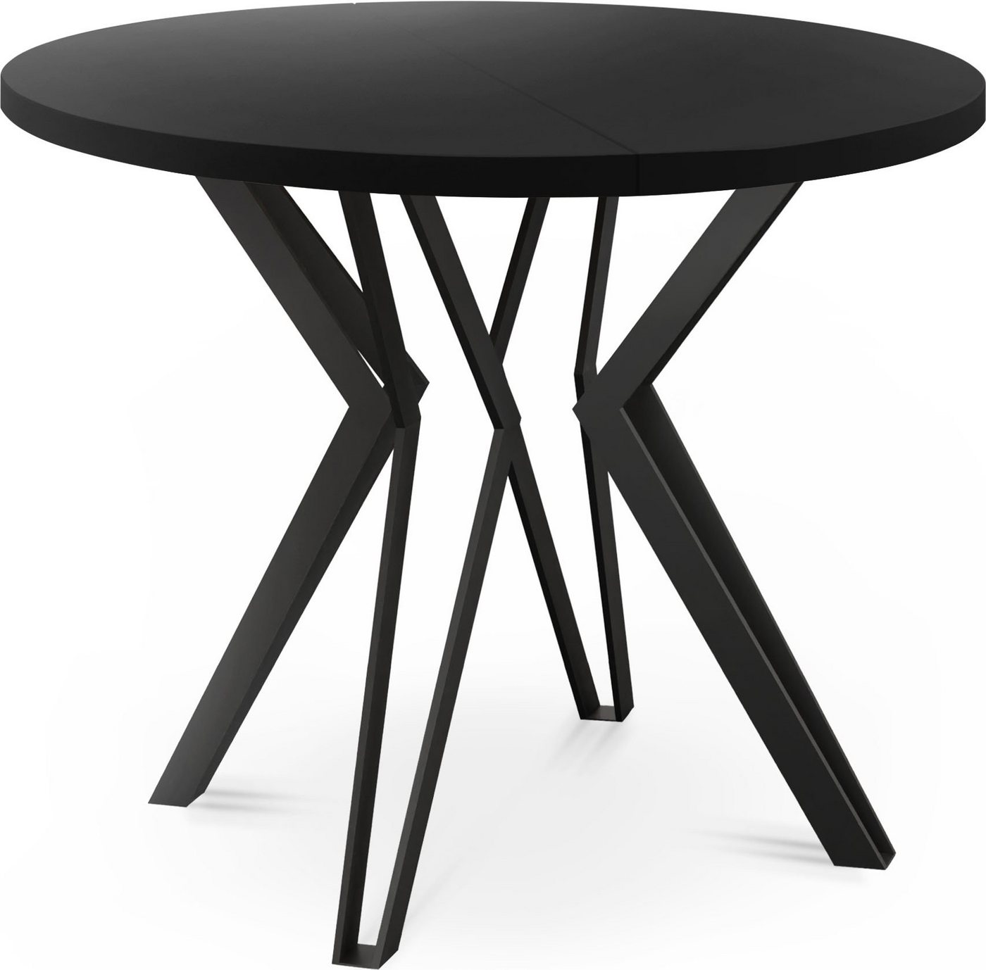 WFL GROUP Esstisch Revena, Runder Ausziehbarer Tisch mit schwarzen Metallbeinen von WFL GROUP