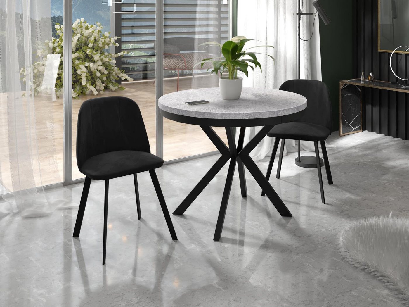 WFL GROUP Esstisch Ross (erhältlich in 3 Größen – 90/100/120 cm ausziehbar auf 170/180/200 cm), platzsparender Tisch in Holzoptik für Küche, Esszimmer oder Wohnzimmer von WFL GROUP