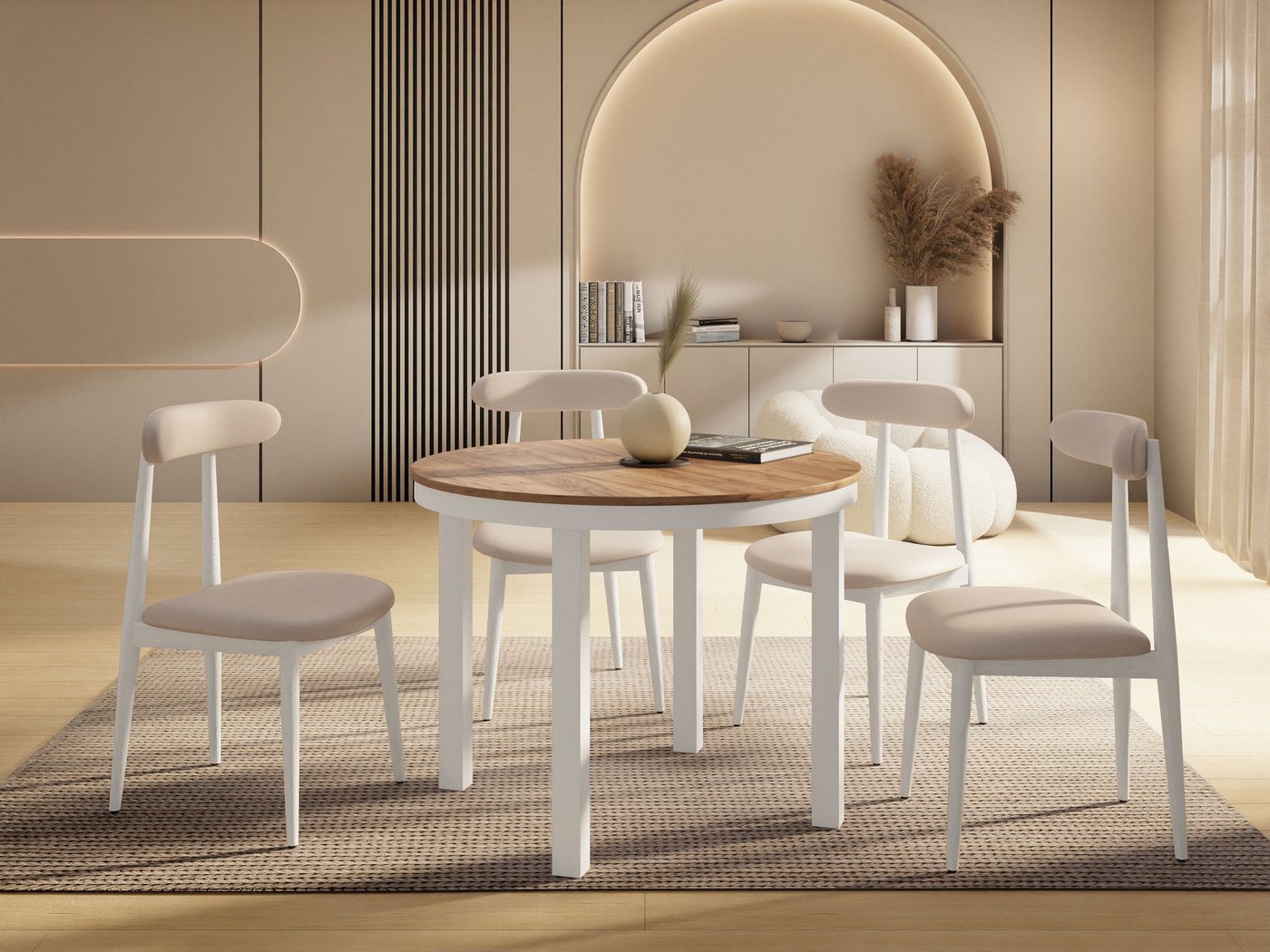 WFL GROUP Esstisch Rowan (erhältlich in einer Größe – 100x100x76 cm, ausziehbar auf 180 cm), platzsparender Tisch für kleine Küche, Esszimmer oder Wohnzimmer von WFL GROUP