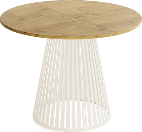 WFL GROUP Esstisch Rund Ausziehbar mit Lamellen im Loft-Stil – 120 bis 200 cm – Industrieller Tisch mit Metallbeinen in Beige Cashmere, Platzsparend für Wohnzimmer oder Esszimmer – Braun WFL GROUP Esstisch Rund Ausziehbar mit Lamellen im Loft-Stil – 120 bis 200 cm – Industrieller Tisch mit Metallbeinen in Beige Cashmere, Platzsparend für Wohnzimmer oder Esszimmer – Braun von WFL GROUP