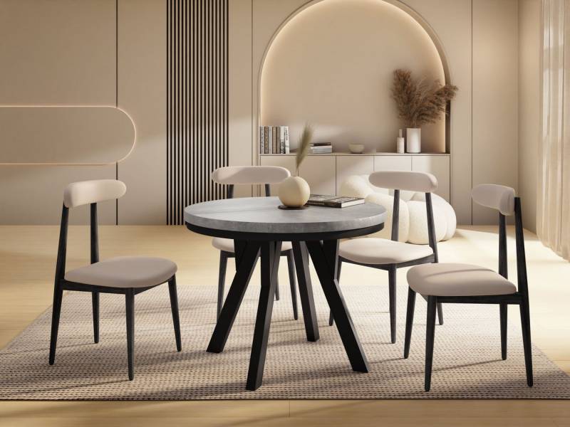 WFL GROUP Esstisch Strato Black (vier Größen – 80/90/100/100 cm, ausziehbar auf 160/190/140/200 cm), platzsparender Tisch für kleine Küche, Esszimmer oder Wohnzimmer von WFL GROUP