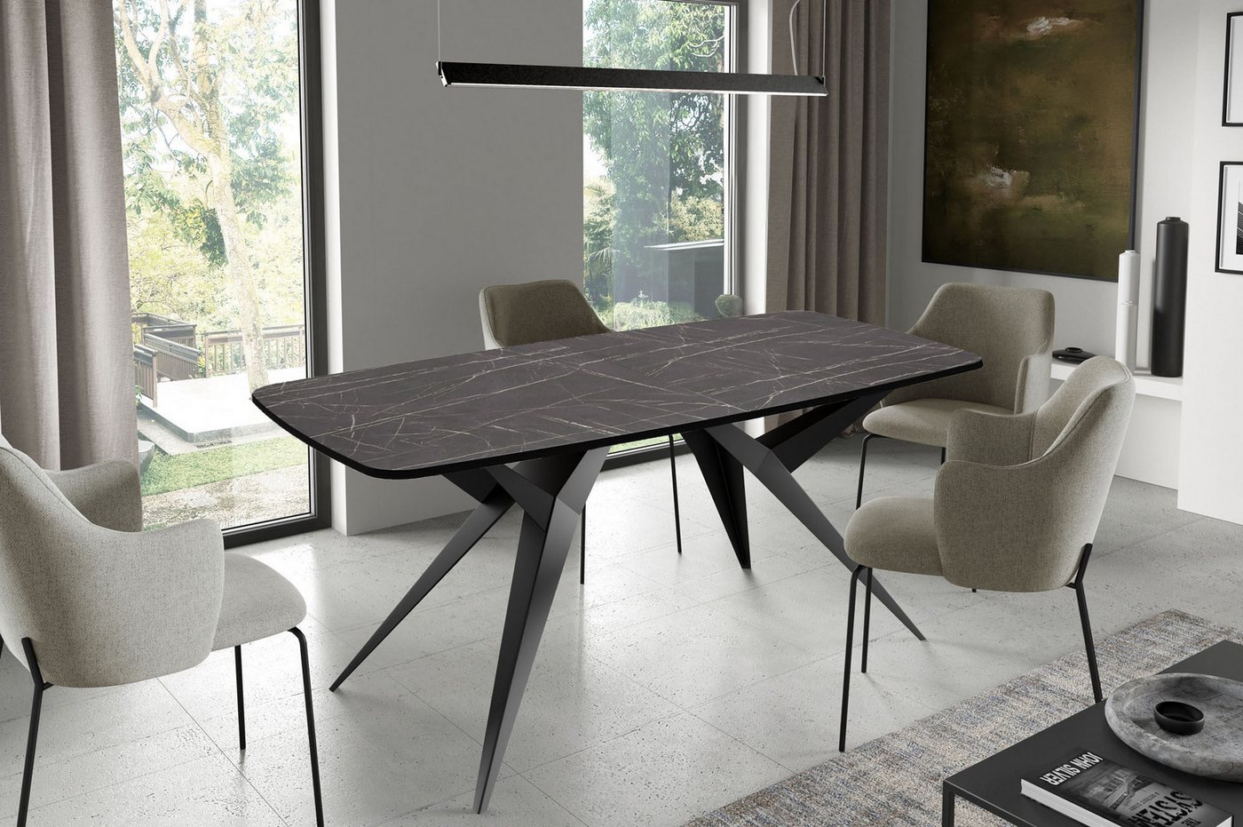 WFL GROUP Esstisch Trax (erhältlich in 3 Größen – 160/180/200, ausziehbar auf 240/260/280 cm), Tisch platzsparend in Holzoptik für Wohnzimmer mit abgerundeten Ecken von WFL GROUP