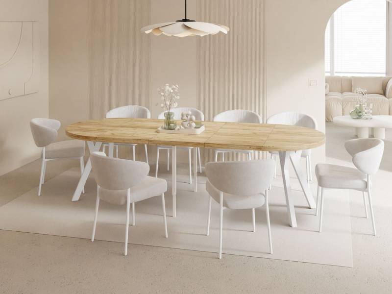 WFL GROUP Esstisch Twixy (erhältlich in 2 Größen – Durchmesser 100 cm, ausziehbar auf 250/300 cm), XXL groß extra lang Ausziehtisch für 5-16 oder 5-14 Personen von WFL GROUP