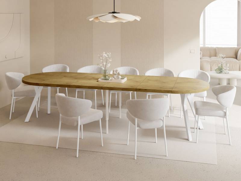 WFL GROUP Esstisch Twixy (erhältlich in 2 Größen – Durchmesser 100 cm, ausziehbar auf 250/300 cm), XXL groß extra lang Ausziehtisch für 5-16 oder 5-14 Personen von WFL GROUP