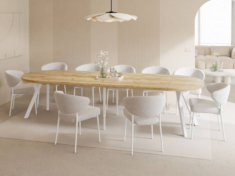 WFL GROUP Esstisch Twixy (erhältlich in 2 Größen – Durchmesser 100 cm, ausziehbar auf 250/300 cm), XXL groß extra lang Ausziehtisch für 5-16 oder 5-14 Personen von WFL GROUP
